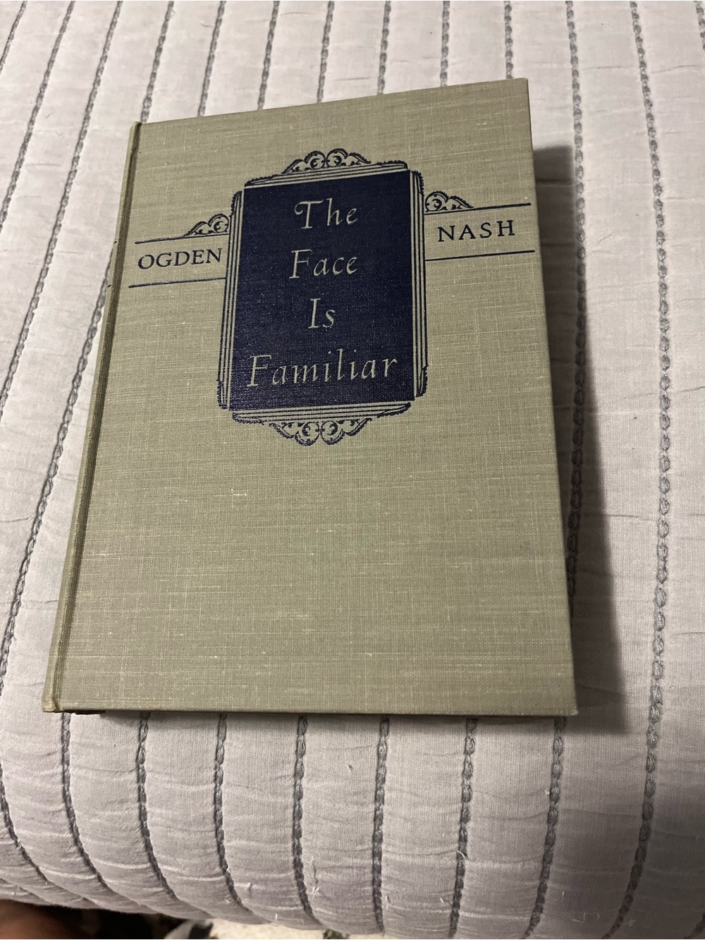 The Face Is Familiar Ogden Nash Hardcover - Sage Green with Navy